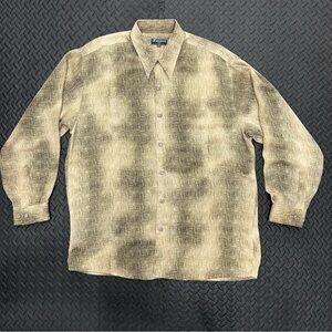 Vintage Bassiri Uomo Shirt Men's Large Snakeskin Print Long Sleeve Button Up 90s